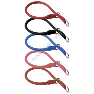 Ace Comfy Soft Best Rolled Italian Leather Slip/Check Dog Collar :: PINK ::